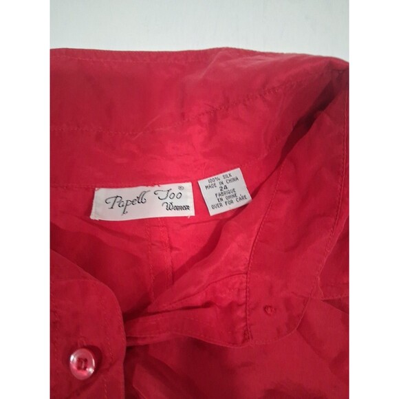 Vtg 90s Womens Plus Size Silk Shirt Lot (2) Red White Size 24 Flowy Oversized - Picture 3 of 8